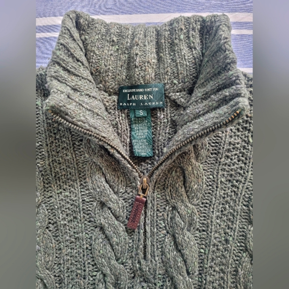Ralph Lauren exclusive hand knit quater zip wool blend sweater